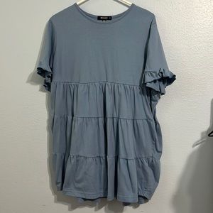 Misguided Mini Dress With Flares in Blue